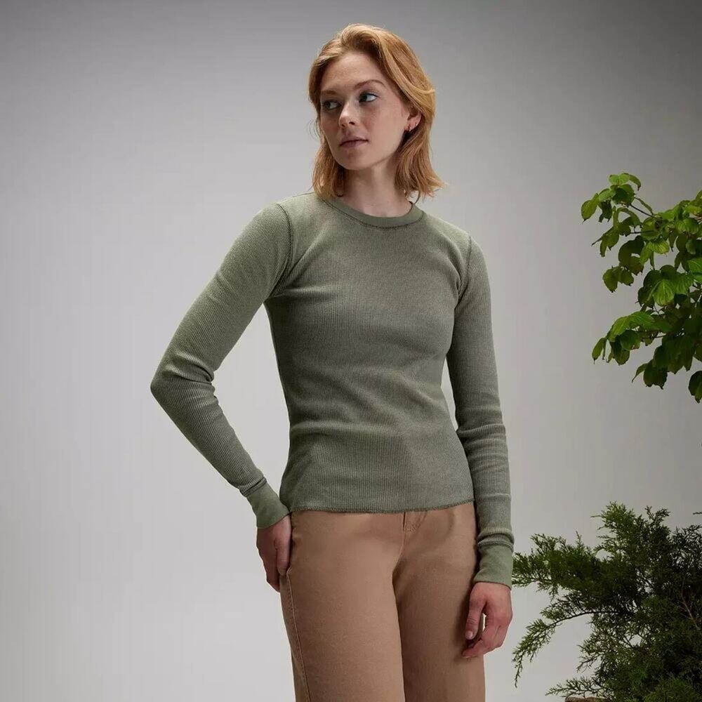 Alpine Design Women's Peak‎ Long Sleeve Waffle Shirt Olive Green Large NWT